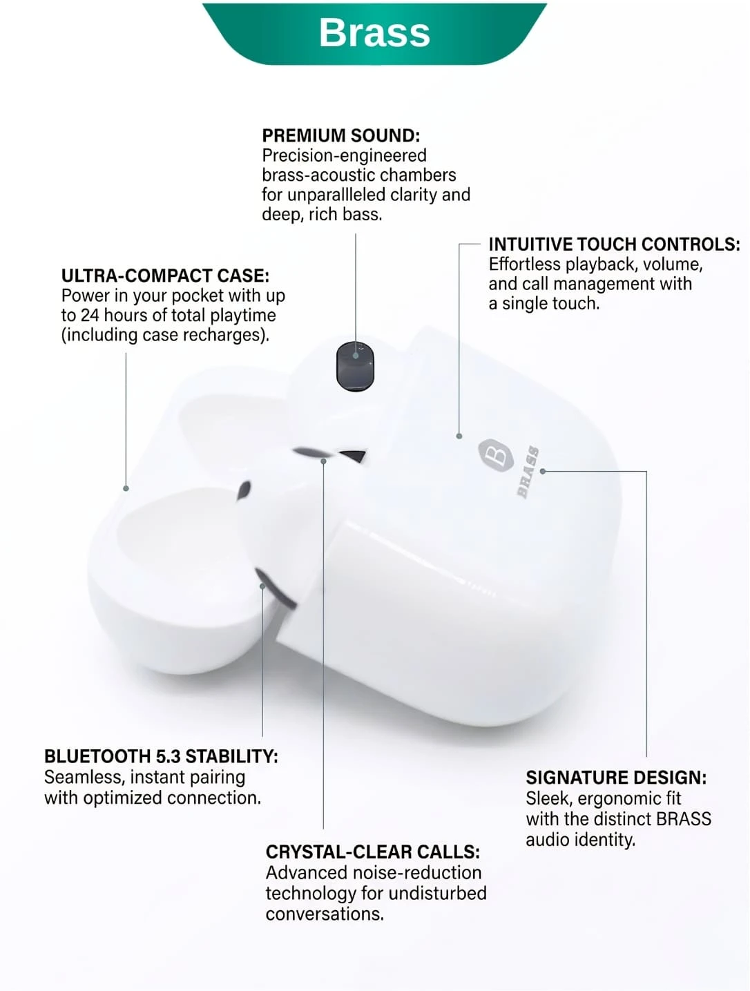 Wireless Earbuds Premium Sound Deep Bass Bluetooth Earbuds | WellTech